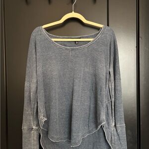 Lucky Brand Distressed Blue Long Sleeve Tee